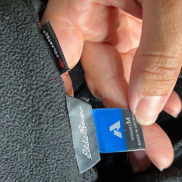 Eddie Bauer Women's Long Sleeve Black Zip Up Polartec Fleece Jacket Size Medium - Picture 4 of 9